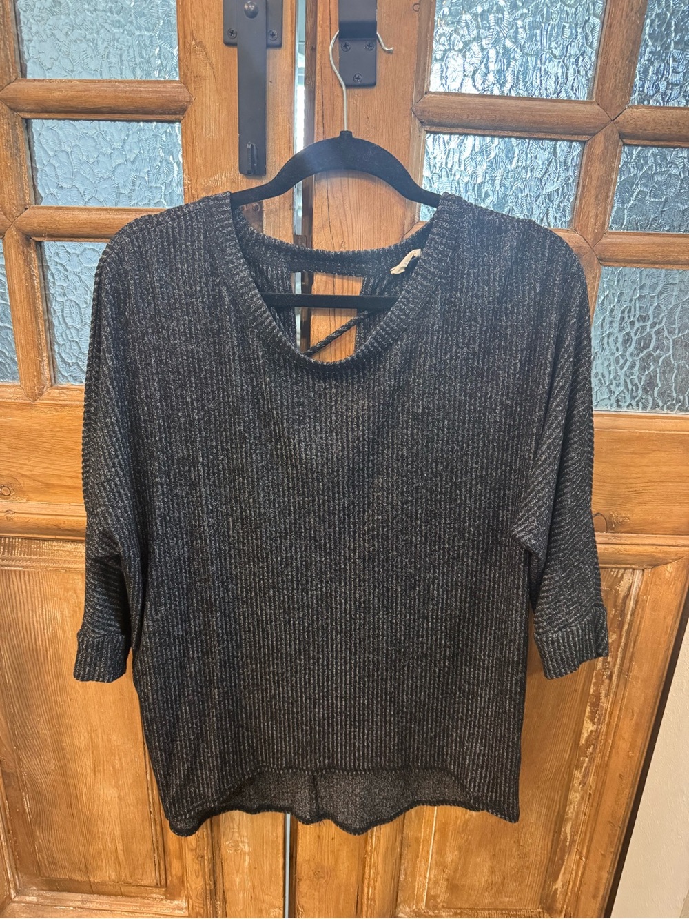 BKE Black and White Marled Ribbed Sweater